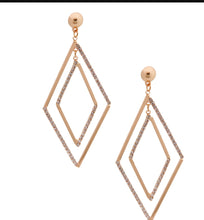 Load image into Gallery viewer, Gold Double Diamond Earrings