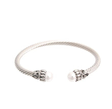 Load image into Gallery viewer, White Pearl Skinny Cable Classic Bangle