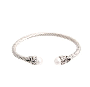 White Pearl Skinny Cable Classic Bangle