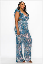 Load image into Gallery viewer, Pink &amp; Blue Paisley Jumpsuit