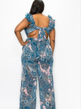 Load image into Gallery viewer, Pink &amp; Blue Paisley Jumpsuit