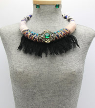 Load image into Gallery viewer, Natural Panther Collar Fringe Necklace set