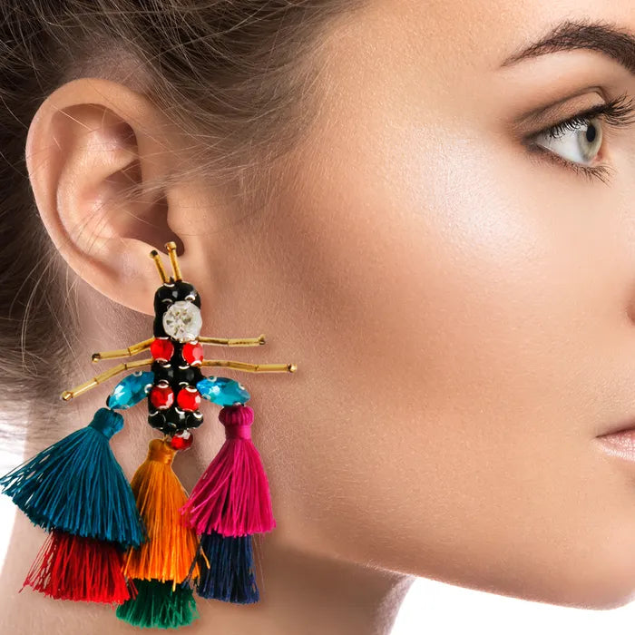 Tassel & rhinestone earrings